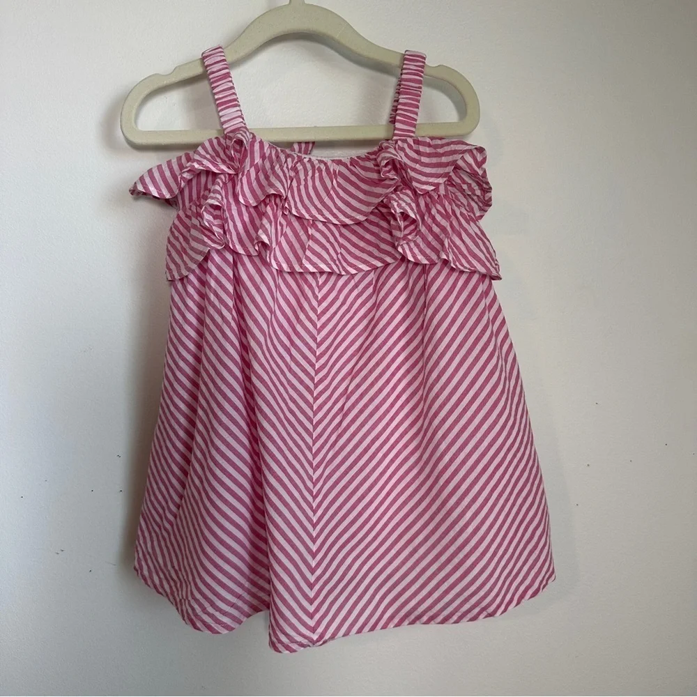 United Colors of Benetton Striped Tank Dress with Ruffles Sz 2Y
